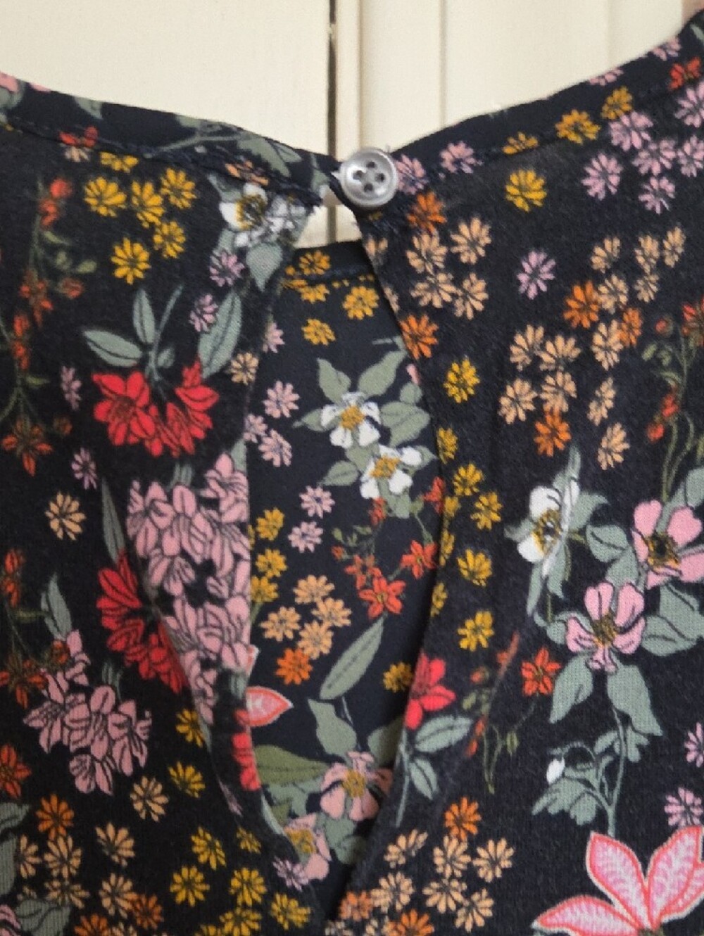 LOFT Dark Blue Floral Tank with Pink and Yellow Blooms - Picture 5 of 9
